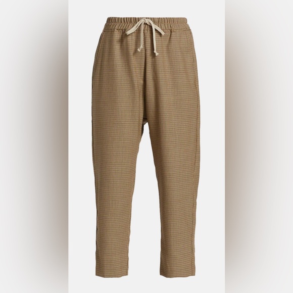 Nili Lotan Aida Check Houndstooth Brown Wool Cropped Ankle Pants Size Medium